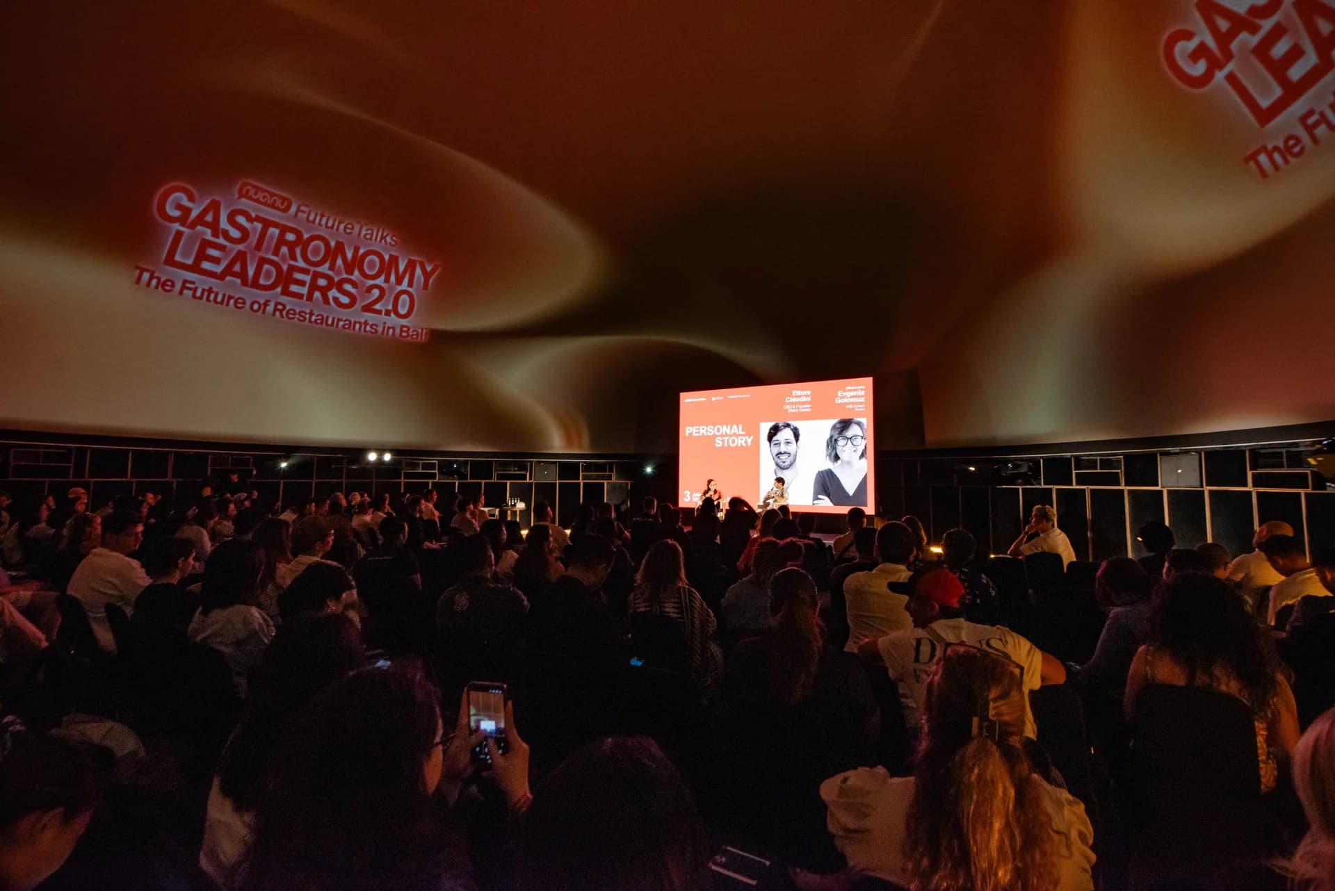 Audience gathered inside Labyrinth Dome